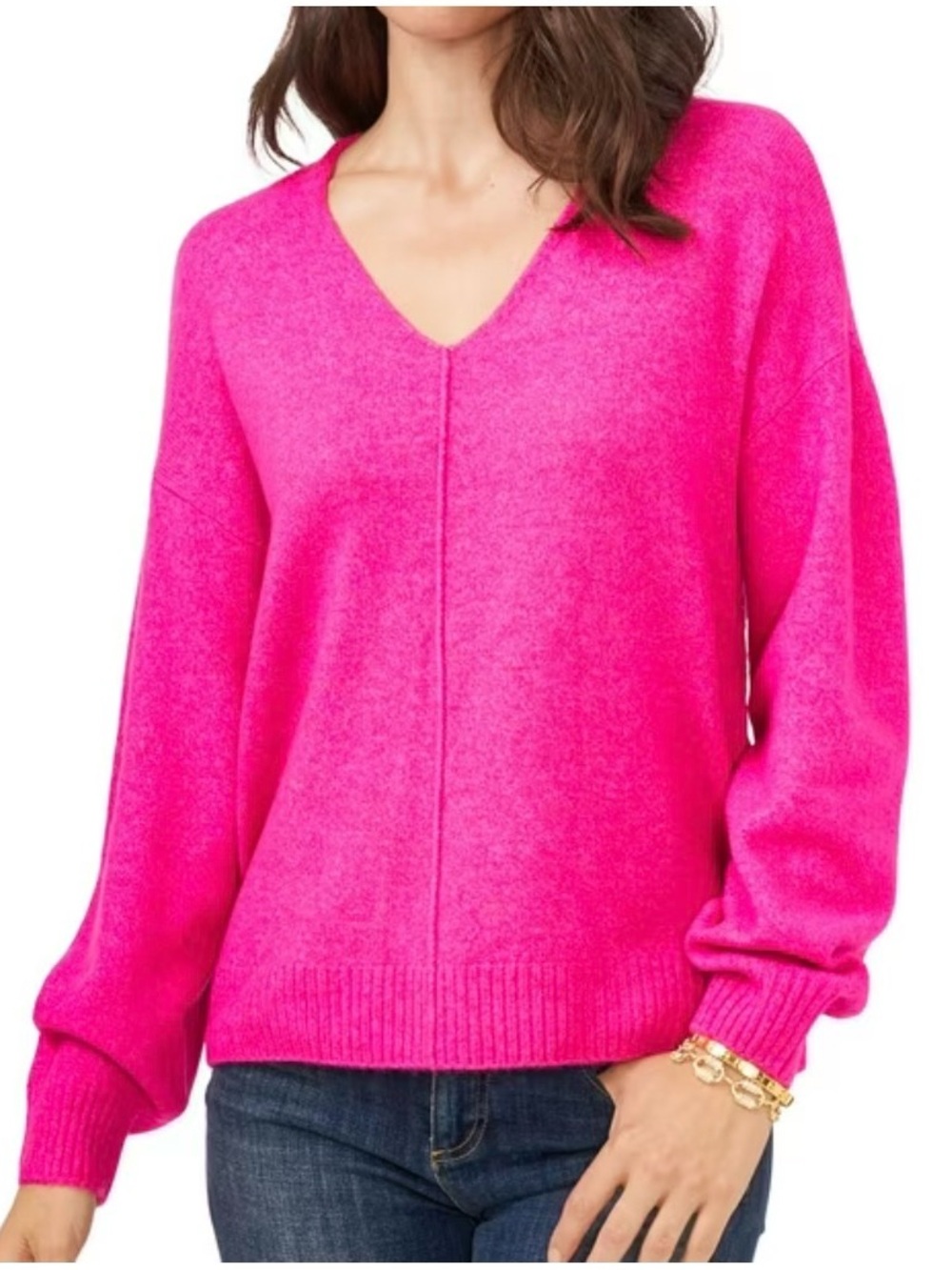 Vince Camuto’s Women's V-Neck Pink Pullover Sweater
